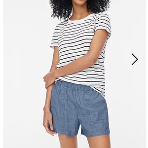 NWT J. Crew Factory Chambray Pull On Shorts Elastic Stretch Beachy Coastal XS
